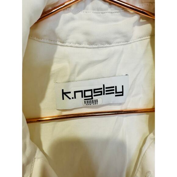 K. NGSLEY Women's White Cap Sleeve Button Front Nes Shirt Dress Size Medium - Picture 7 of 13